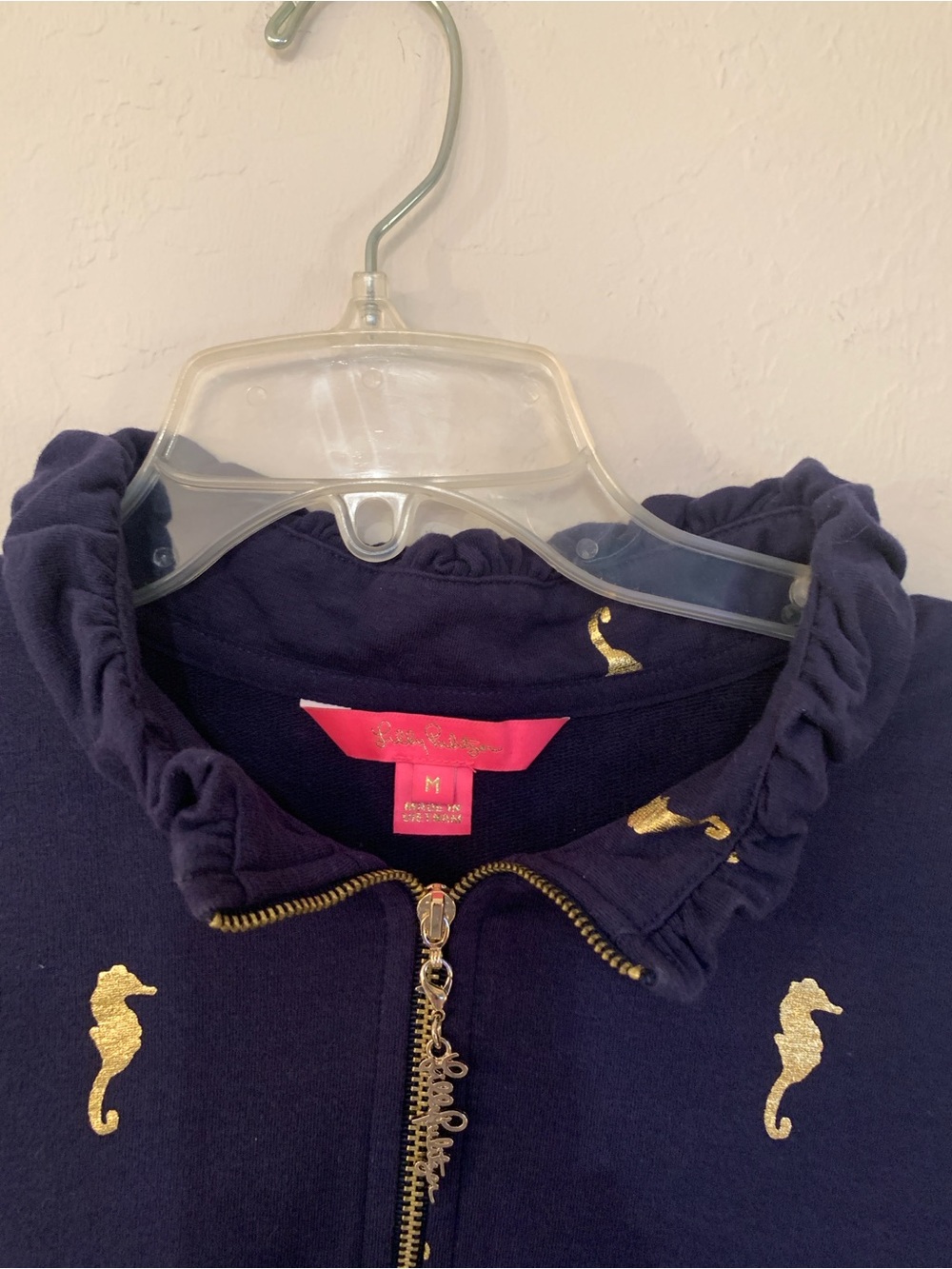 Lilly Pulitzer Navy Long Sleeve Dress with Gold Seahorse Print M - Picture 3 of 9